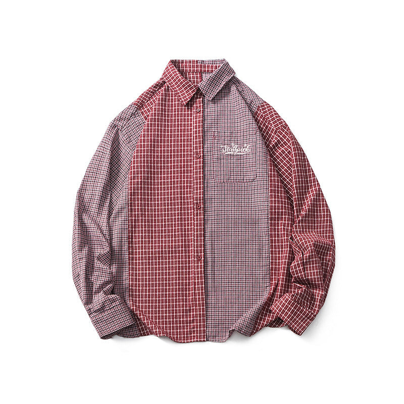 Patchwork Design Men's Check Shirt