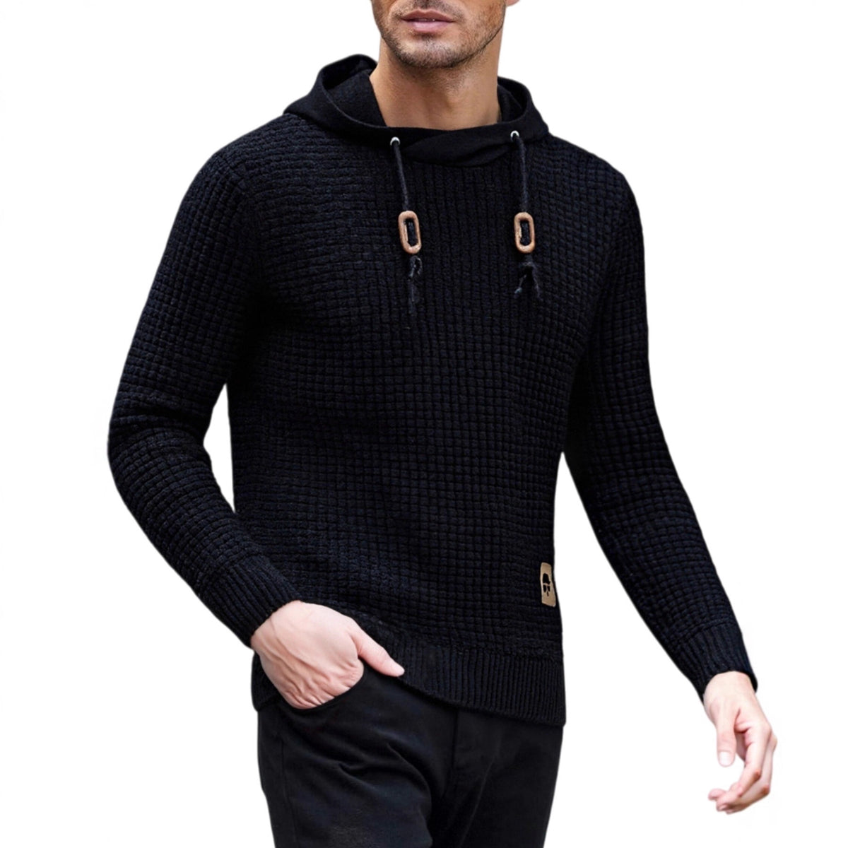 Mens Trendy Casual Knitted Pullover Hoodie