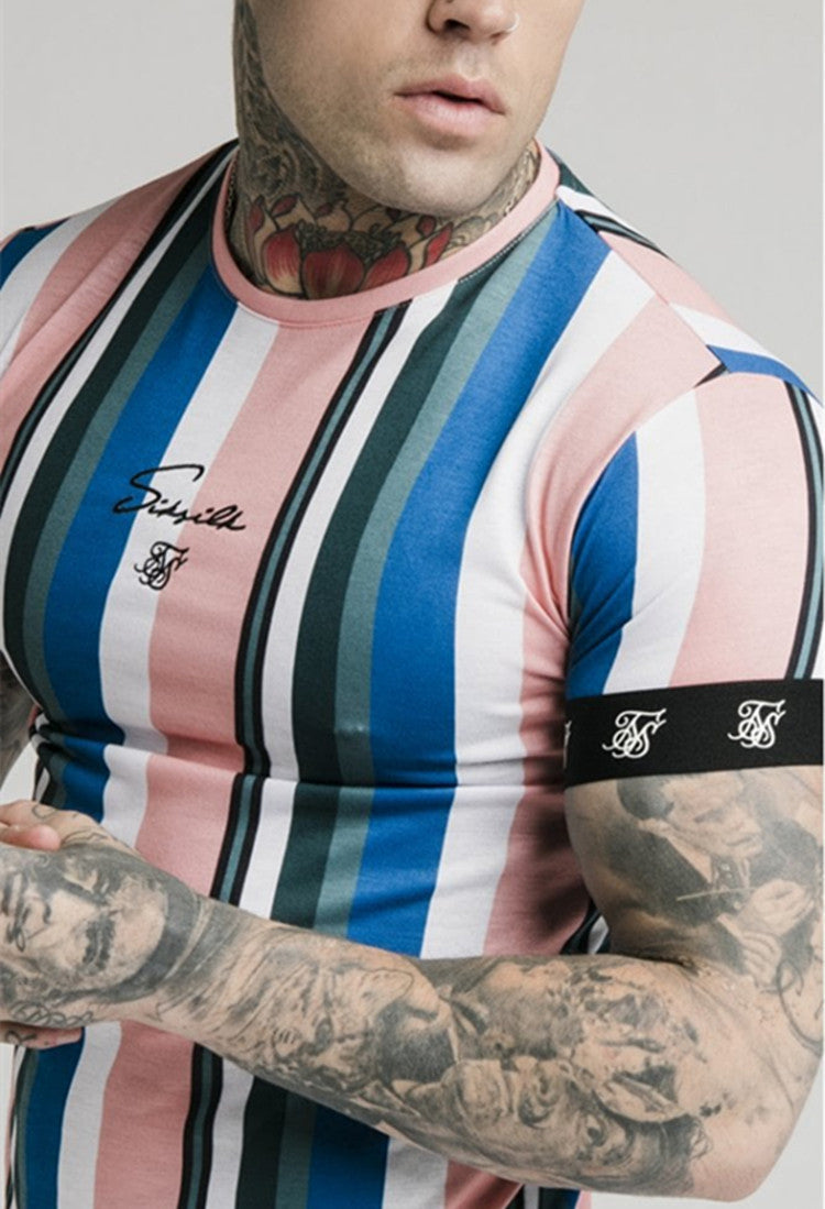 Running Sports Training Hip-hop Striped Casual T-shirt