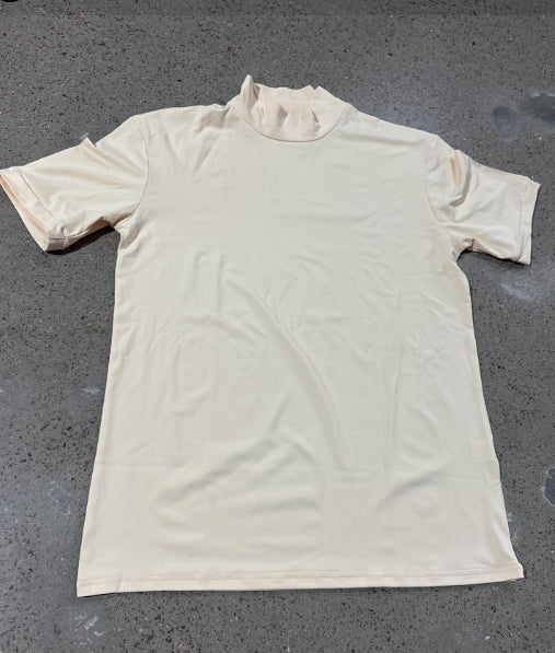 Spring Summer Men Half Turtleneck Mercerized Cotton Short Sleeves