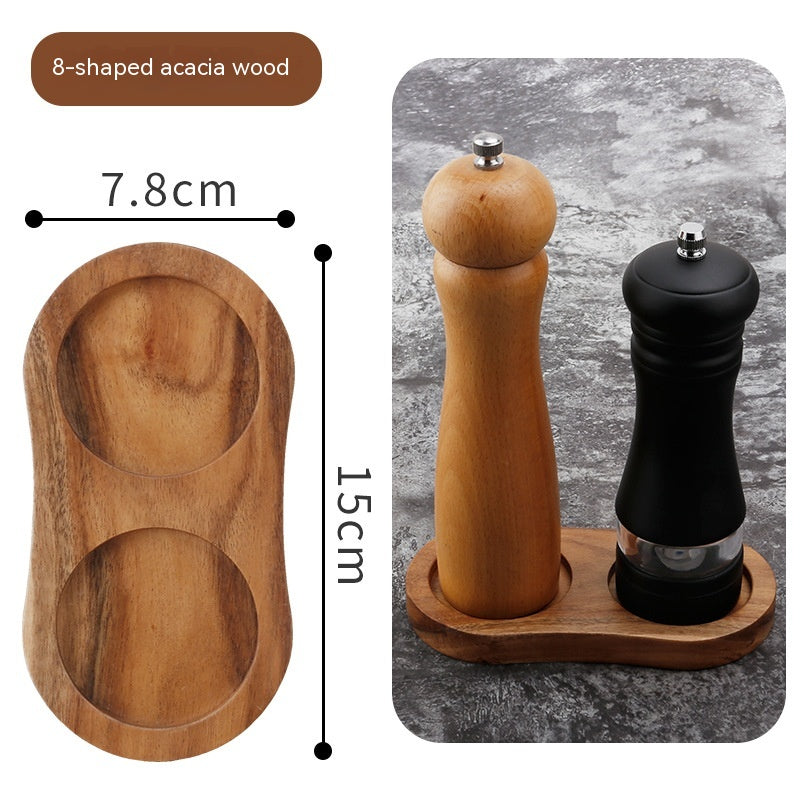 Solid Wood Pepper Mill Base Locust Manganese Rubber Wood Double Hole Tray