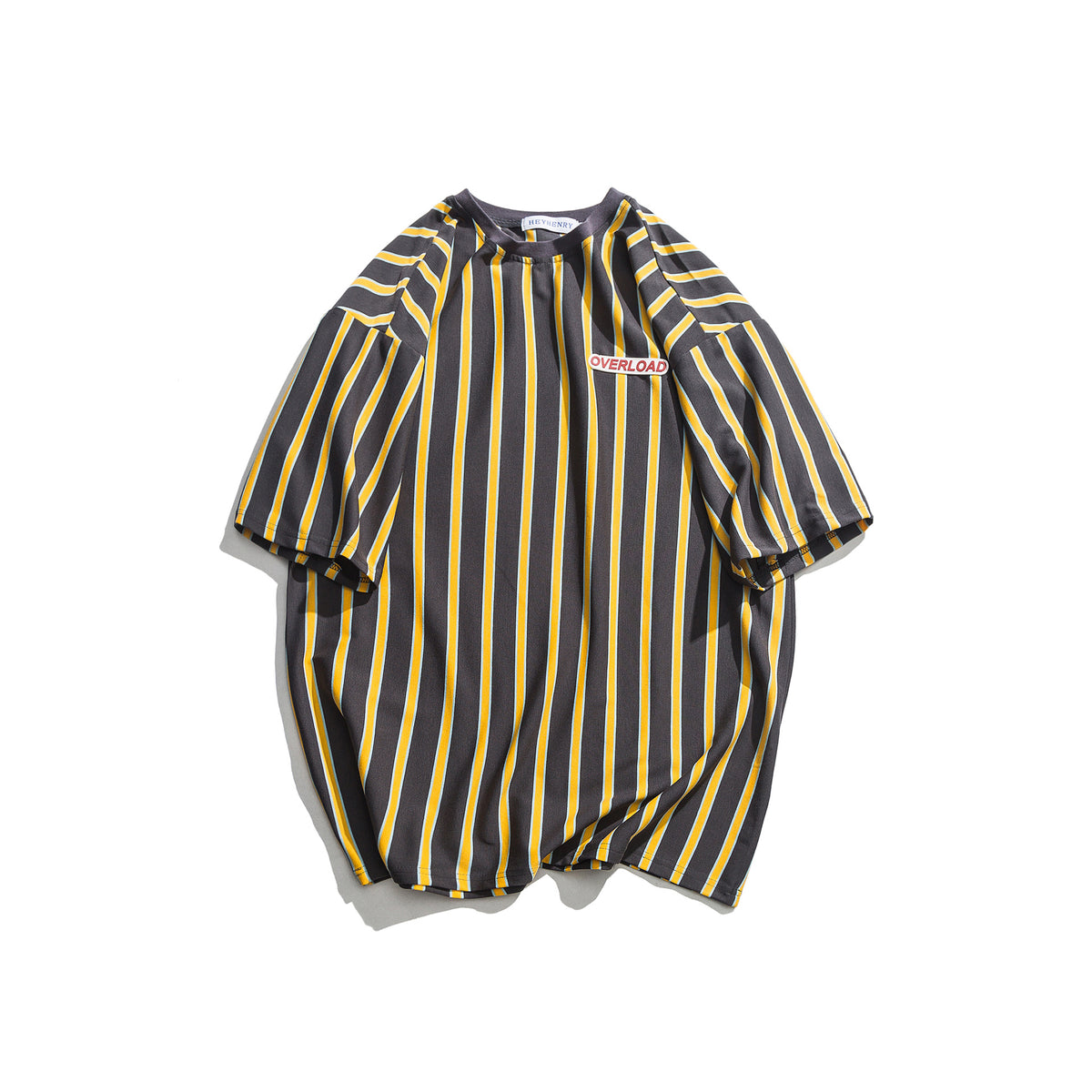 Loose vertical stripes short sleeves