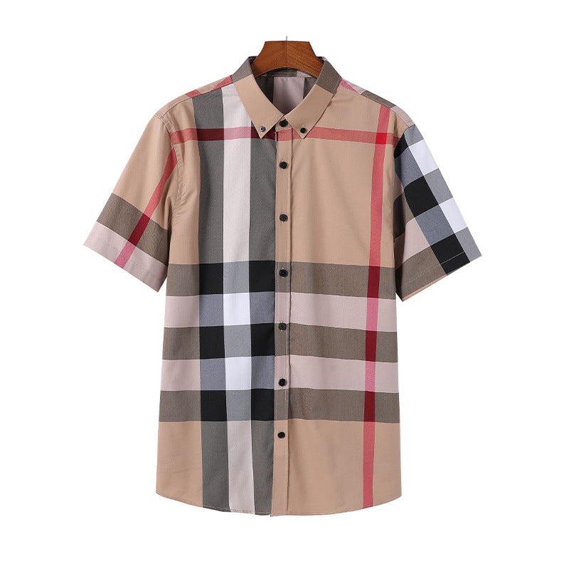 Fashion Check Business Casual Short Sleeve Unisex Check Shirt