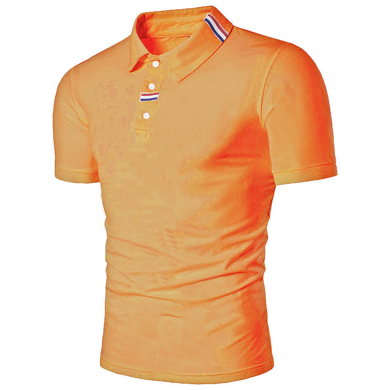 Men's Fashion Polo Shirt Lapel Short Sleeve Ribbon Decorative T-shirt