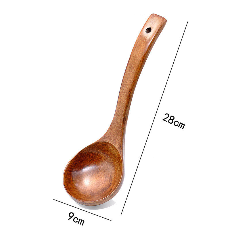 Large Medium And Small Lacquered Wood Spoon With Curved Handle