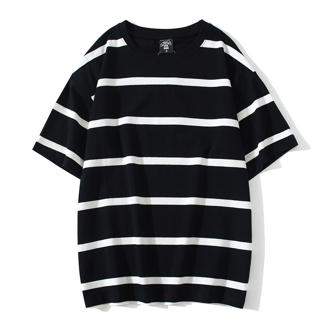 Striped Short-sleeved T-shirt Men's Fashion Simple And Loose