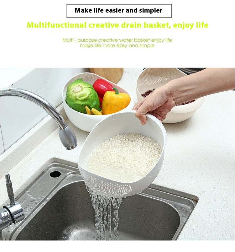 Kitchen Supplies Household Basin Plastic Fruit And Vegetable Draining Basket