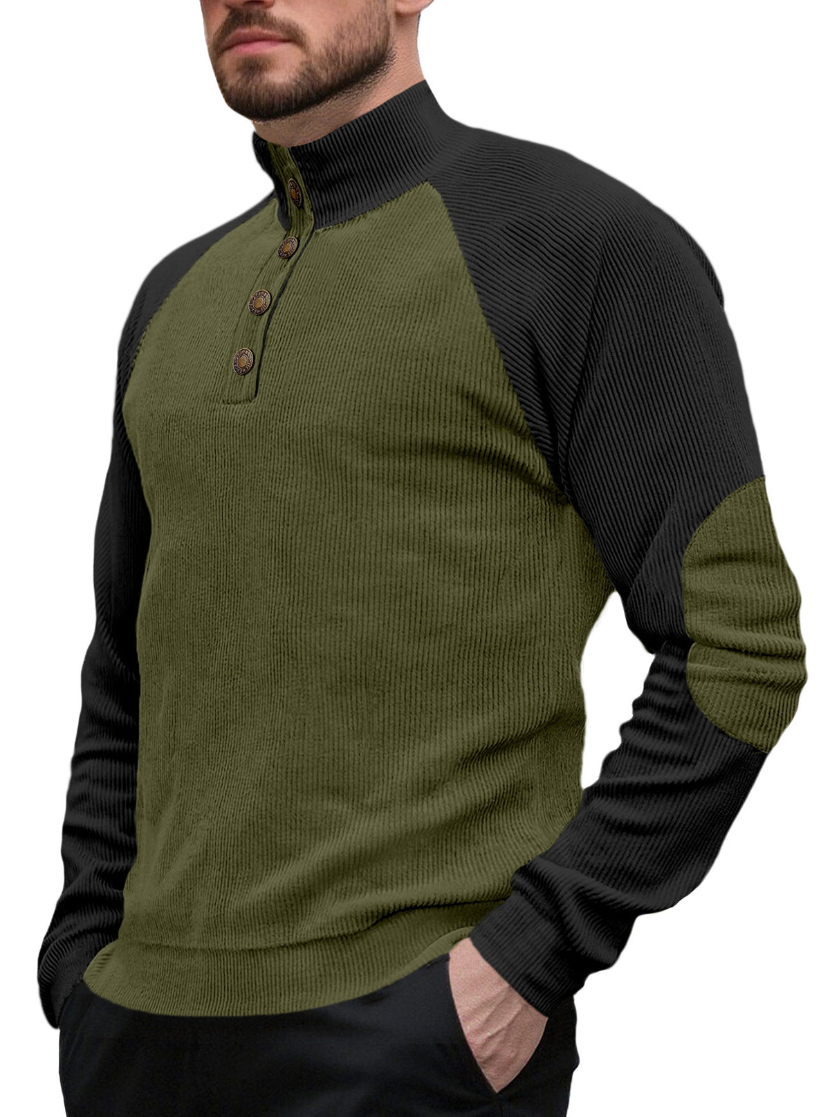 Spring Autumn Men's Outdoor Raglan Sleeve Casual Stand-up Collar Loose Long Sleeve