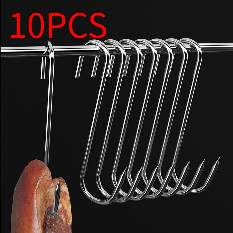 Bacon Hook Stainless Steel Pointed S Hook Multi-function Hook Artifact