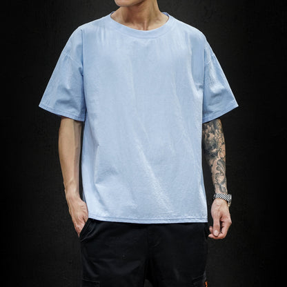 Japanese Large Size Cotton And Linen Solid Color Loose Short Sleeves