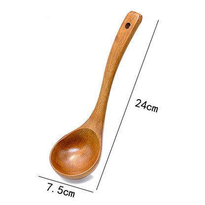 Large Medium And Small Lacquered Wood Spoon With Curved Handle