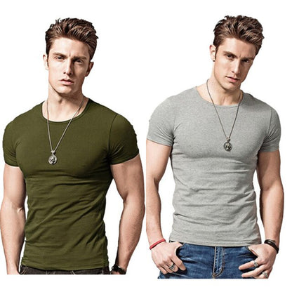 Men's T-shirt Short-sleeved Slim Solid Color Quick-drying