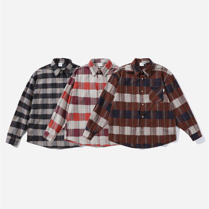 Retro Loose Long Sleeve Shirt Striped Shirt