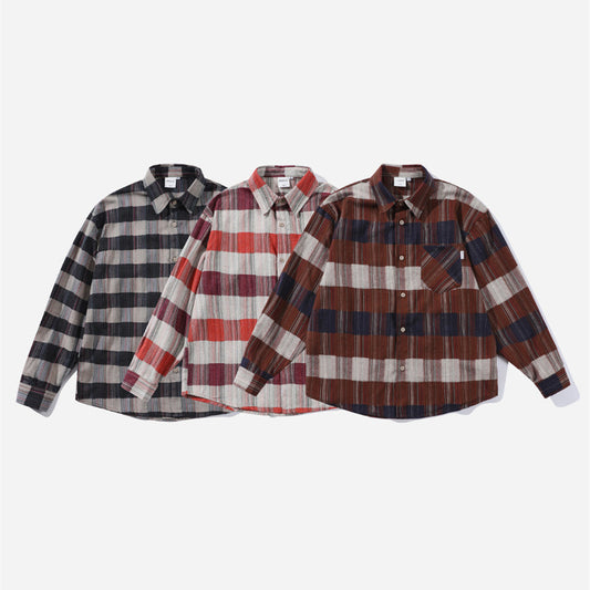 Retro Loose Long Sleeve Shirt Striped Shirt