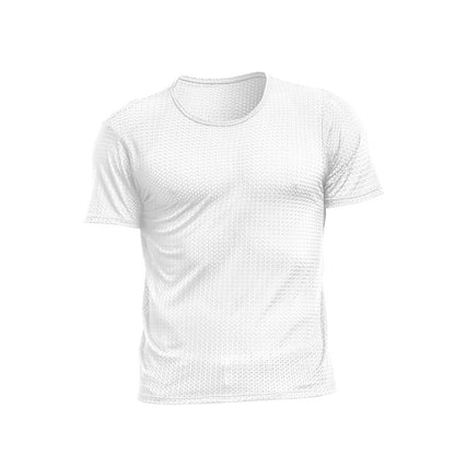 Men's T-shirt Mesh Ice Silk V-neck Solid Color Bottoming Shirt