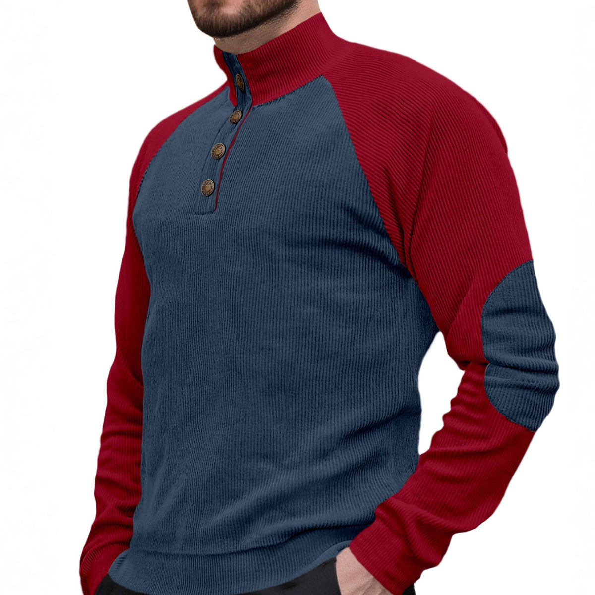 Spring Autumn Men's Outdoor Raglan Sleeve Casual Stand-up Collar Loose Long Sleeve