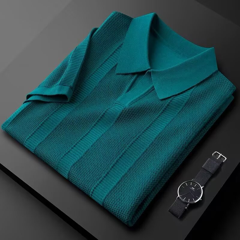 Men's Ice Silk Solid Color Short-Sleeve Top