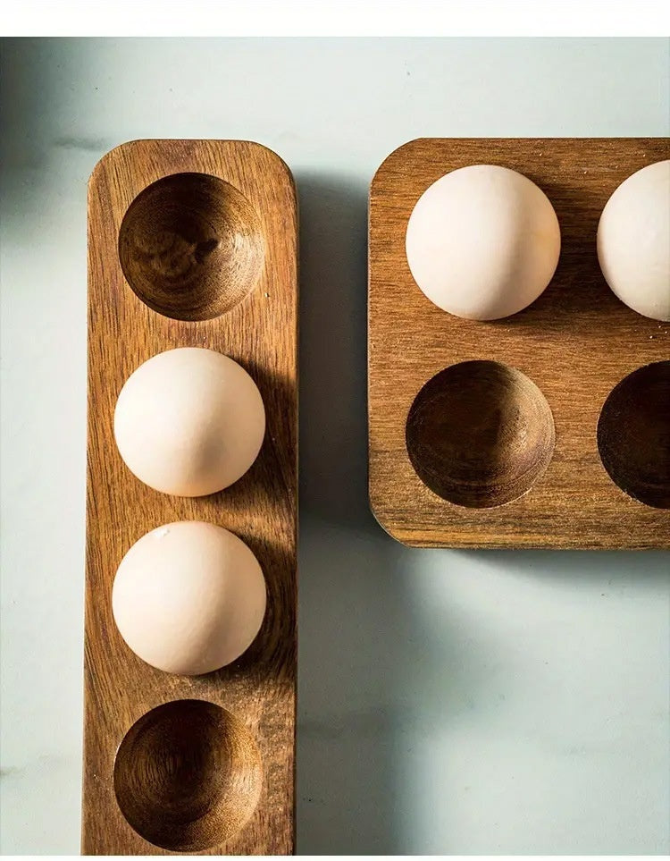 Acacia Solid Wood Simplicity Basic Japanese Egg Tray Shelf Refrigerator Kitchen