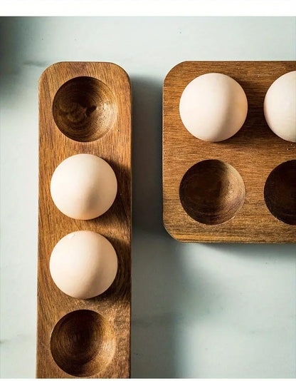 Acacia Solid Wood Simplicity Basic Japanese Egg Tray Shelf Refrigerator Kitchen