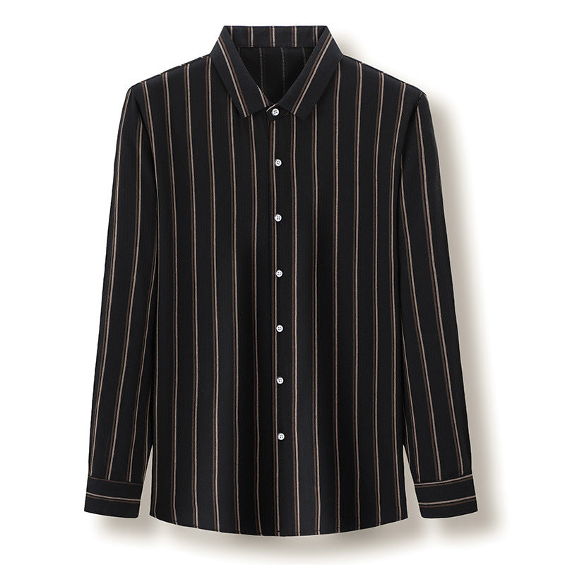 Spring And Autumn Men's Long-sleeved Striped Shirt Light Business