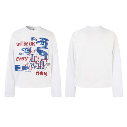 Autumn American-Style Top With Eyeball And Letter Print