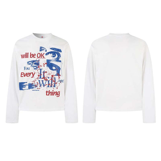 Autumn American-Style Top With Eyeball And Letter Print