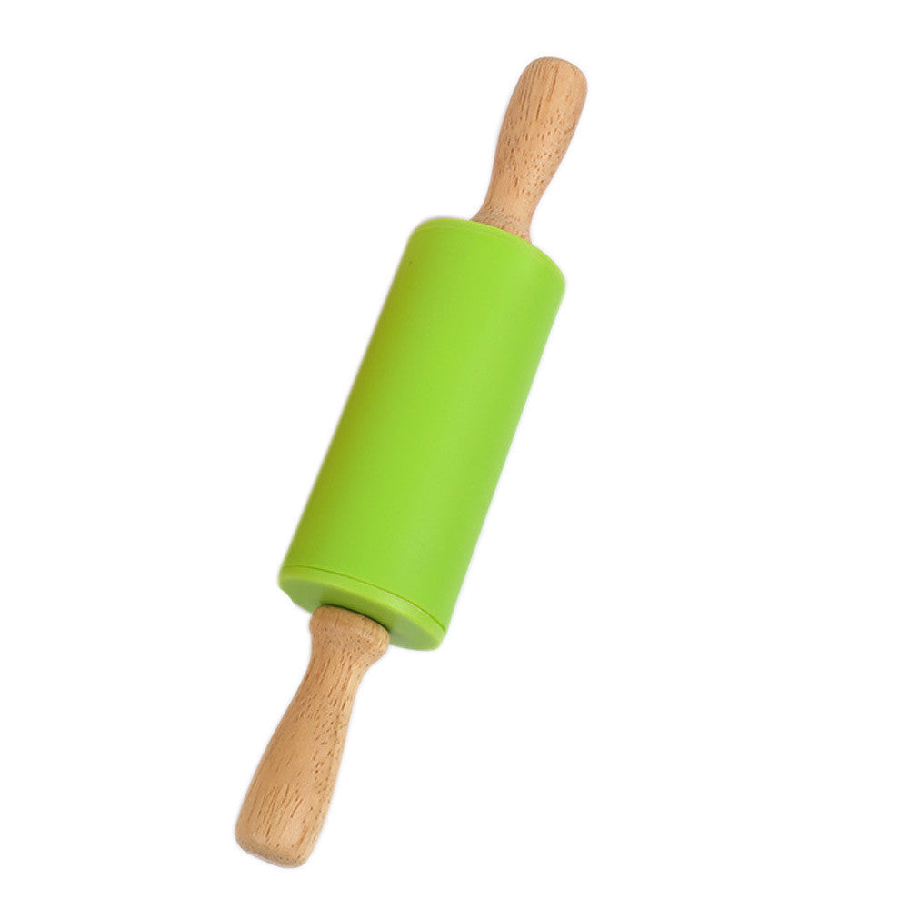 Silicone wooden handle rolling pin