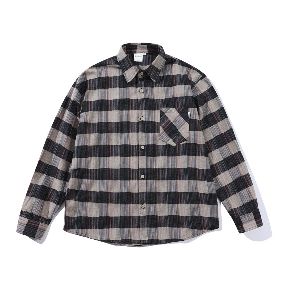 Retro Loose Long Sleeve Shirt Striped Shirt