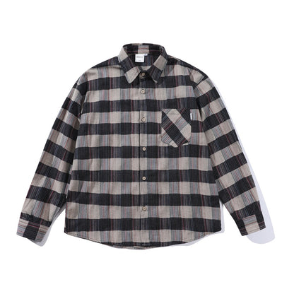 Retro Loose Long Sleeve Shirt Striped Shirt