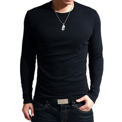 Men's Solid Color Slim T-Shirt Spring Autumn
