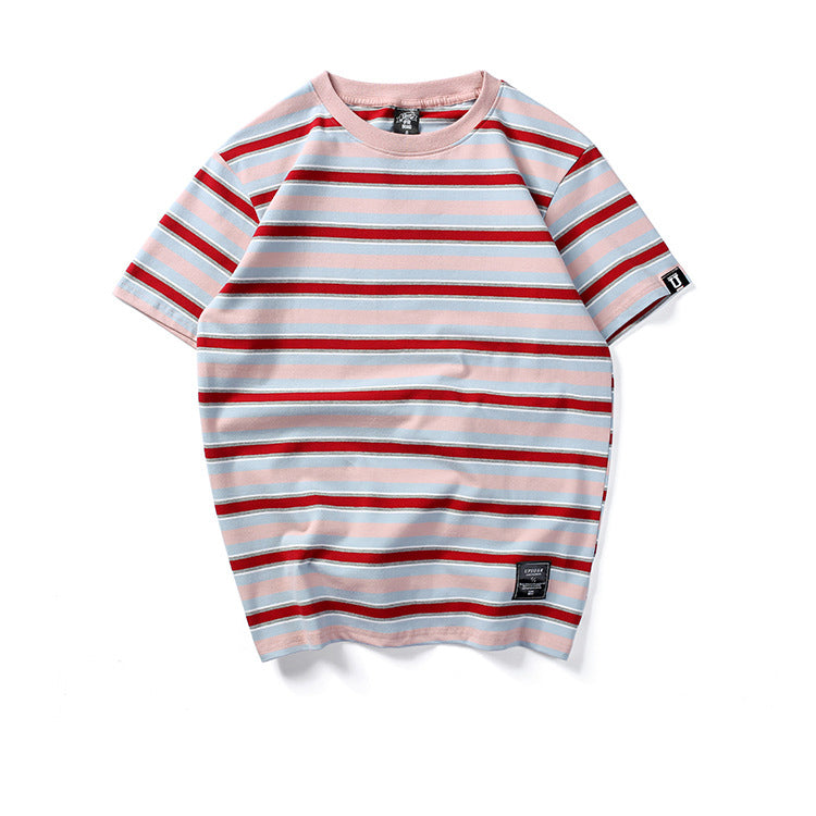 Contrast stripes short sleeve