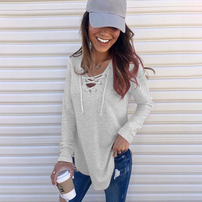 V Collar With Loose Top T-shirt