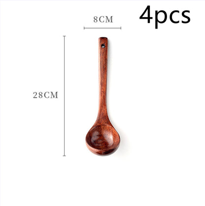 Wooden Soup Spoon With Curved Handle For Household Kitchenware