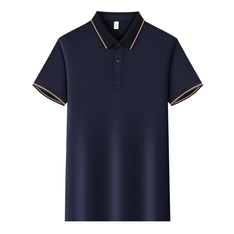 Color Stitching Turnover Neck Short-sleeved Shirt Workwear