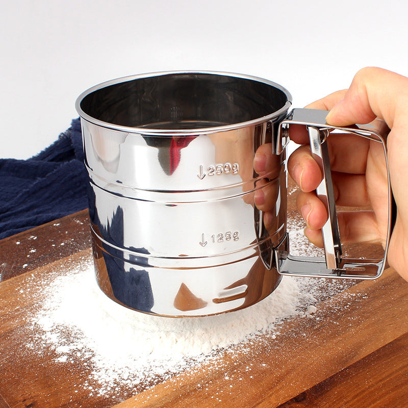 Semi-automatic Handheld Pressure Type Flour Sieve Stainless Steel Baking Tool