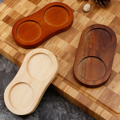 Solid Wood Pepper Mill Base Locust Manganese Rubber Wood Double Hole Tray