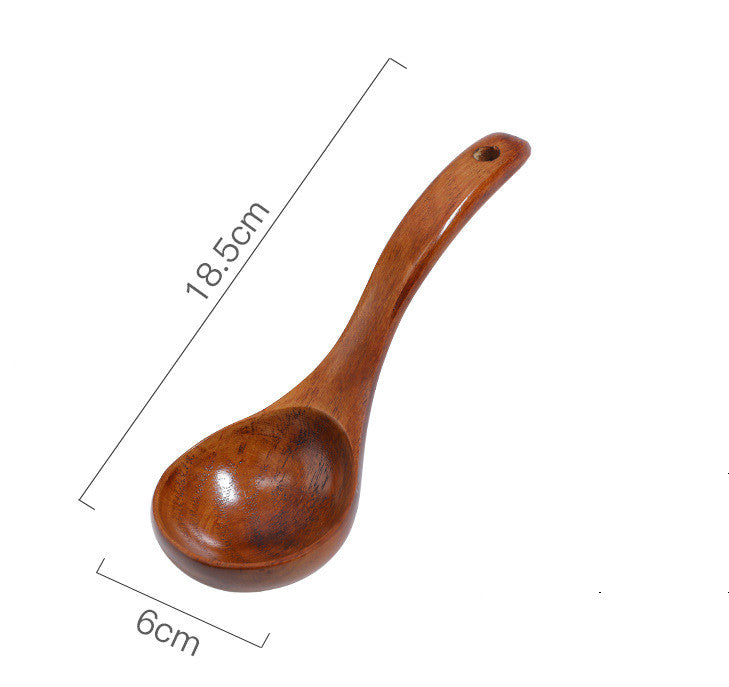 Wooden Soup Spoon With Curved Handle For Household Kitchenware