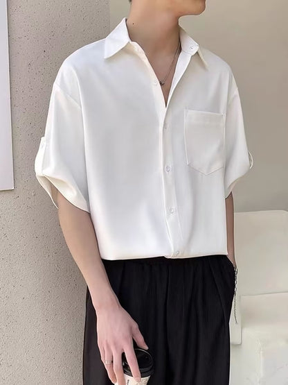 Men's Short-sleeved Shirt Summer Ice Silk Top