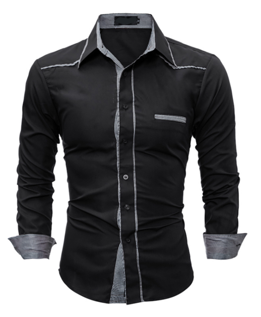 Plaid  Stitching Spread Collar Shirts