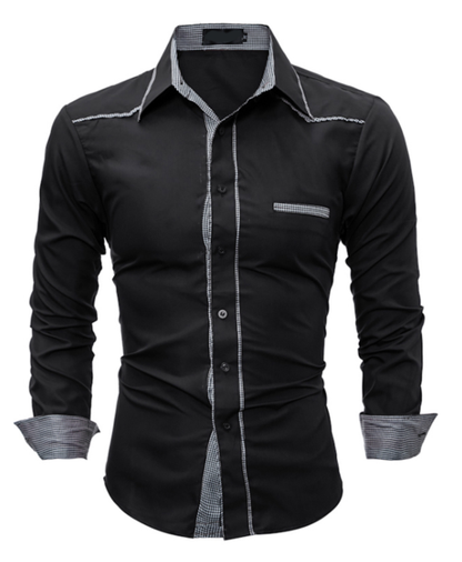 Plaid  Stitching Spread Collar Shirts