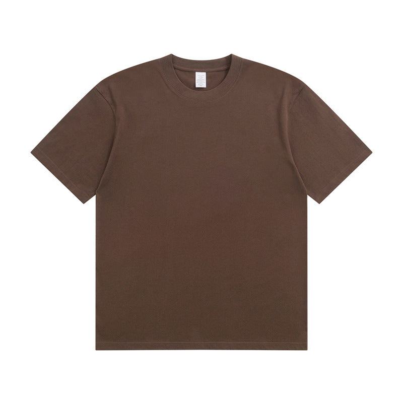 Men's Cotton T-shirt Heavy Solid Color Round Neck Short Sleeves