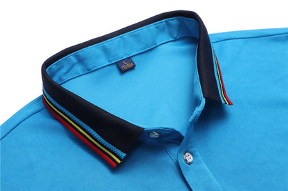 Rainbow Striped POLO Lapel Short Sleeve Men