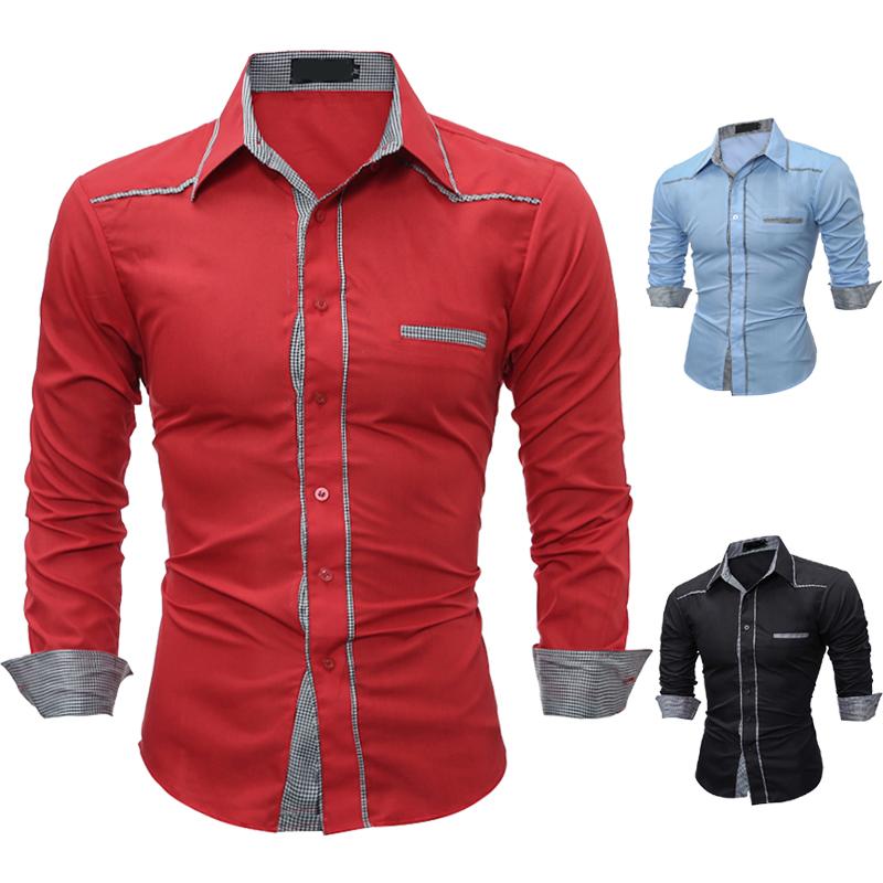 Plaid  Stitching Spread Collar Shirts