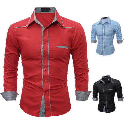 Plaid  Stitching Spread Collar Shirts