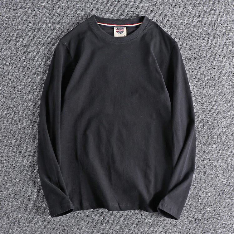 Solid-color Washed Pullover Base Shirt