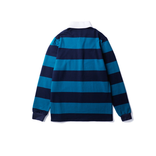 Couple shirt striped long sleeve polo shirt