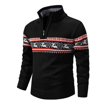 Handsome Bottom Line Large Size Half-zip Sweater