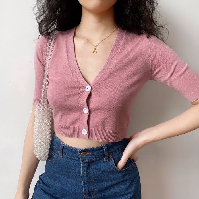 Thin short-sleeved sweater