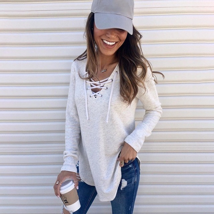 V Collar With Loose Top T-shirt