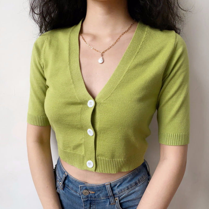 Thin short-sleeved sweater